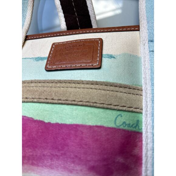 Coach Y2K Water Color Hampton tote canvas hand shoulder Bag Purse 10067 - Picture 7 of 16